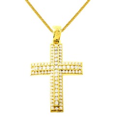 Χρυσός βαπτιστικός σταυρός Κ14 με αλυσίδα